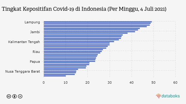 Tingkat Kepositifan Covid-19 di Indonesia (Per Minggu, 4 Juli 2021)