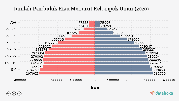 Jumlah Penduduk Riau Menurut Kelompok Umur (2020)