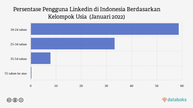 Persentase Pengguna Linkedin di Indonesia Berdasarkan Kelompok Usia  (Januari 2022)