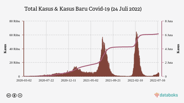 Total Kasus & Kasus Baru Covid-19 (24 Juli 2022)