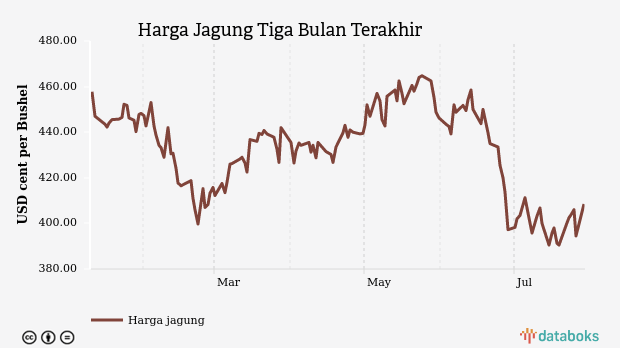 Harga Jagung di Pasar Internasional Rp 2605.2 per Kg (Senin, 29 Juli 2024)