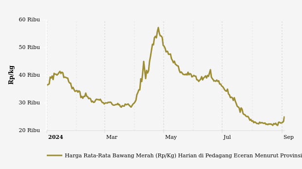 Harga Bawang Merah di Kalimantan Selatan Tiga Bulan Terakhir Turun 34,25%