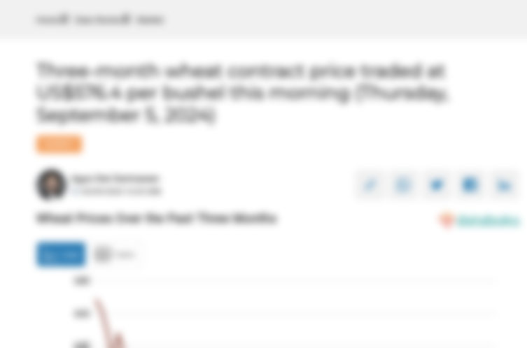 Harga Gandum Kontrak Tiga Bulan Pagi Hari Diperdagangkan US$ 576,4 Bushel (Kamis, 05 September 2024)