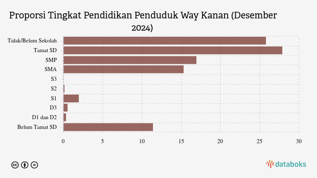 2,9% Penduduk Way Kanan Berpendidikan Tinggi pada Akhir 2024