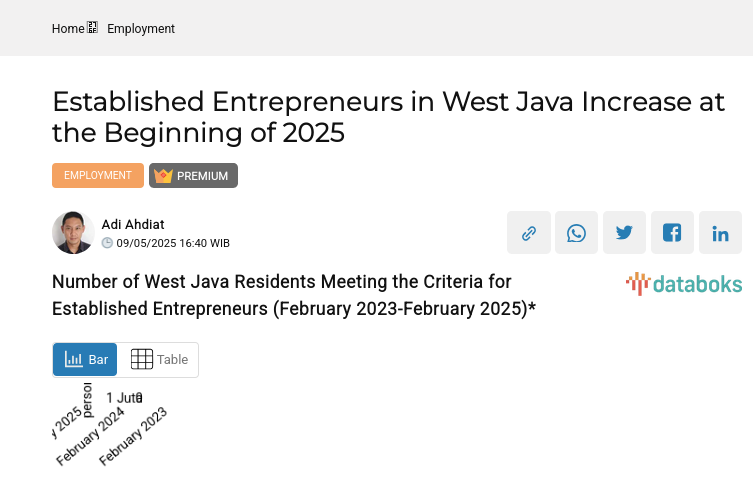 Number of West Java Residents Meeting the Criteria for Established Entrepreneurs (February 2023-February 2025)*