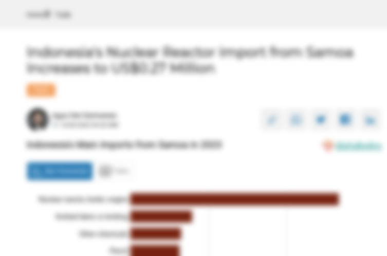 Impor Reaktor Nuklir Indonesia dari Samoa Naik Menjadi US$ 0,27 Juta