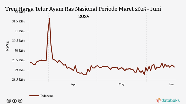 Harga Telur Ayam Nasional Seminggu Terakhir Naik Rp29