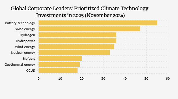 Global Corporate Leaders' Prioritized Climate Technology Investments in 2025 (November 2024)