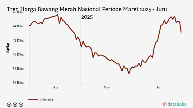 Harga Bawang Merah Nasional Tiga Bulan Terakhir Turun Rp1.008