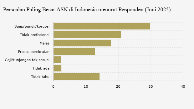 Persoalan Paling Besar ASN di Indonesia menurut Responden (Juni 2025)