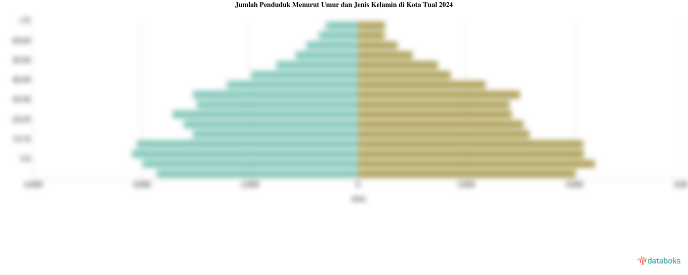 Jumlah Penduduk Menurut Umur dan Jenis Kelamin di Kota Tual 2024