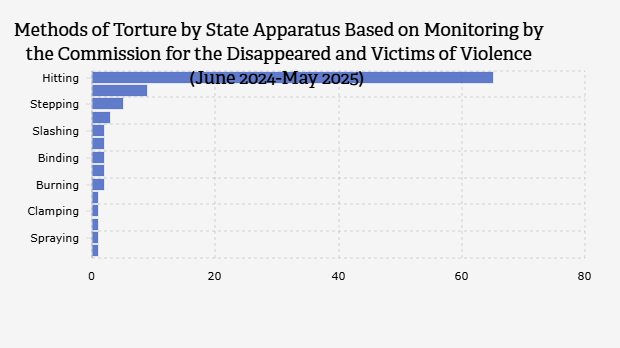Metode Penyiksaan oleh Aparat Negara Berdasarkan Pemantauan Komisi untuk Orang Hilang dan Korban Tindak Kekerasan (Juni 2024-Mei 2025)