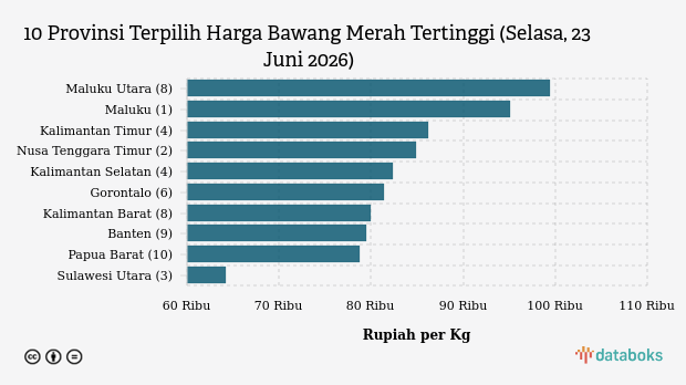 Harga Bawang Merah di Maluku Paling Mahal di Indonesia (Selasa, 23 Juni 2026)