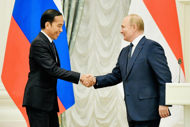 Presiden RI Joko Widodo dan Presiden Rusia Vladimir Putin