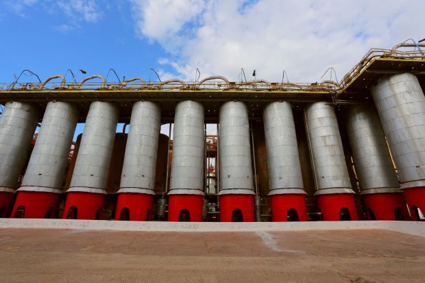 storage tanks at an alumina processing plant