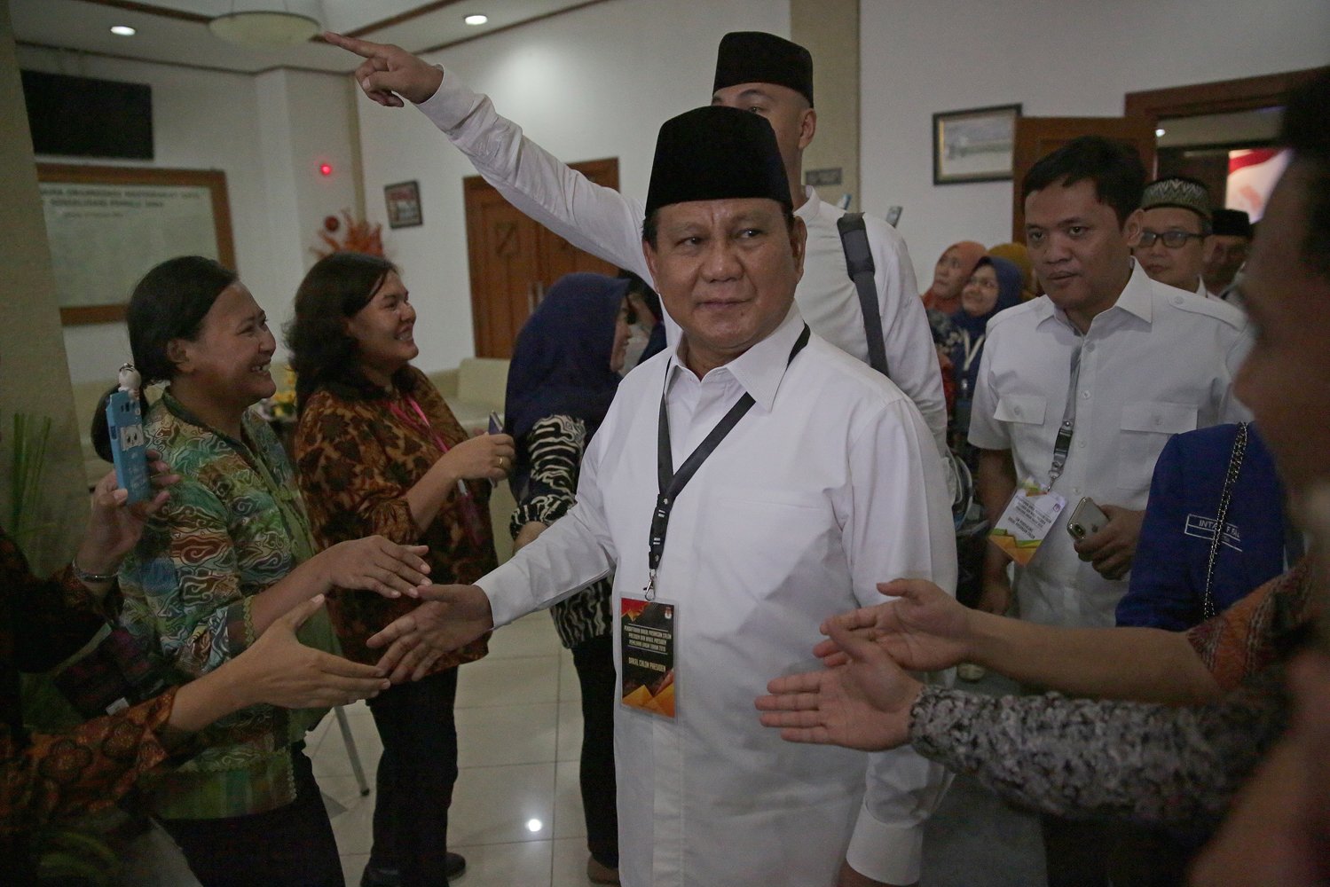 Prabowo Subianto, usai pendaftaran Capres, di KPU Pusat, Jakarta, Jumat (10/08)