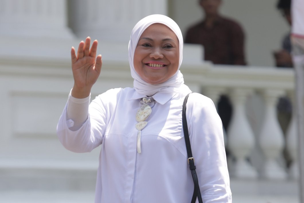 Menteri Tenaga Kerja Ida Fauziah. Politisi PKB ini tiba di Istana Kepresidenan, Jakarta (22/10/2019).