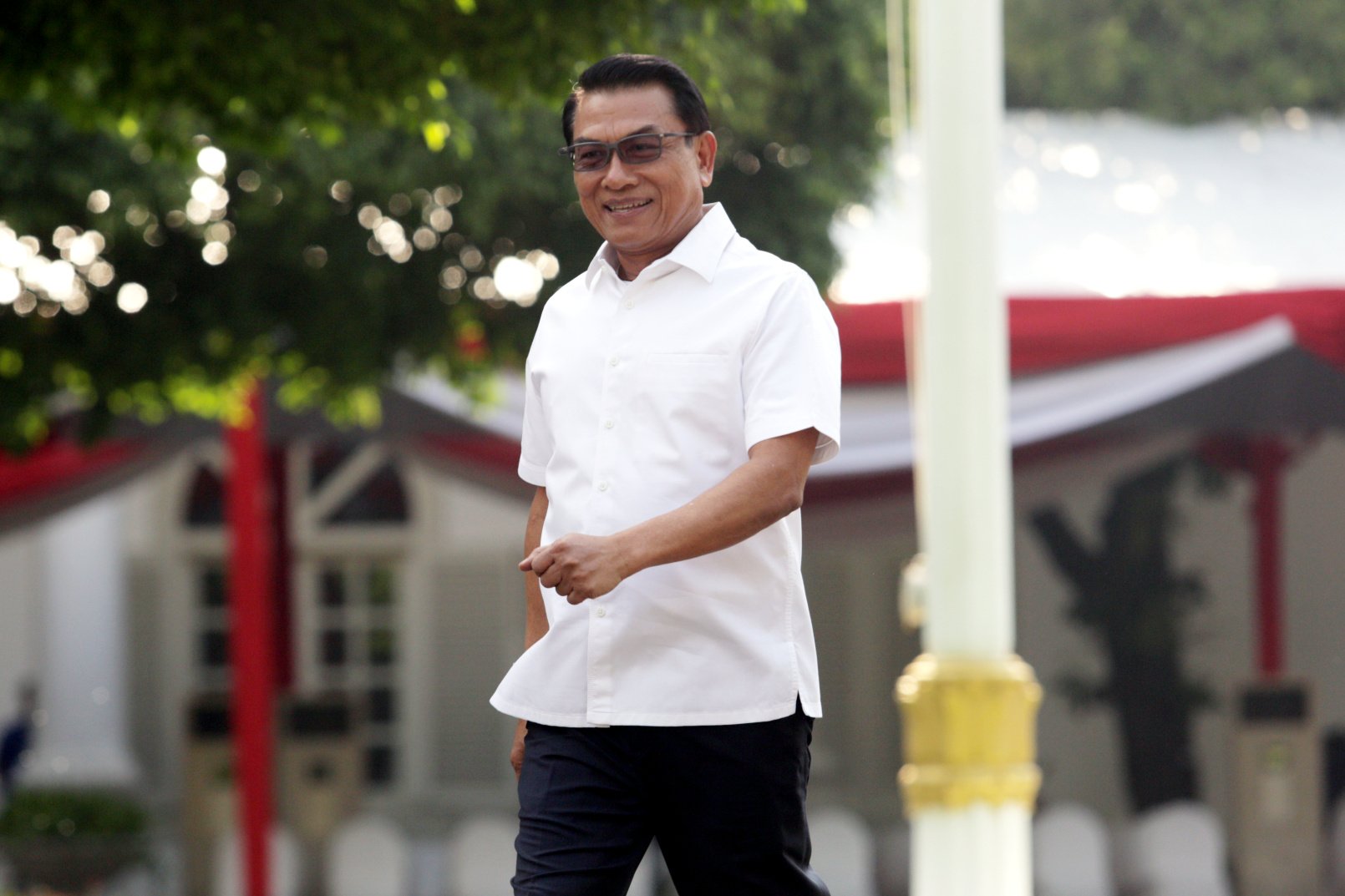 Kepala Staf Kepresidenan Moeldoko. Dia tiba di Istana Kepresidenan, Jakarta (22/10/2019).