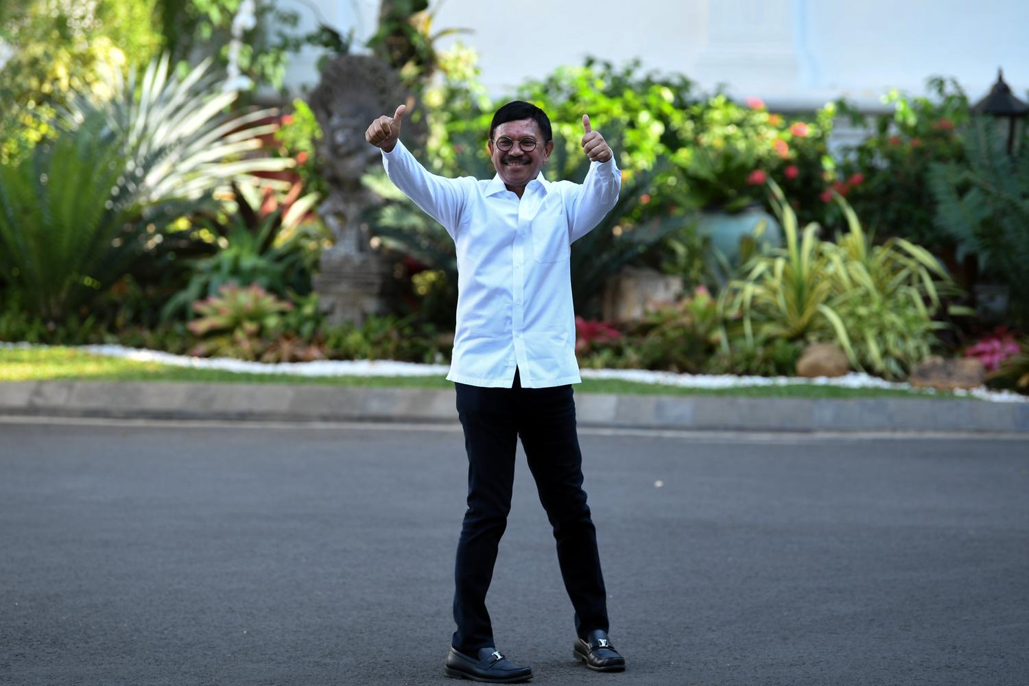 Menteri Komunikasi dan Informatika Johnny G. Plate. Dia tiba di kompleks Istana Kepresidenan di Jakarta, Selasa (22/10/2019).