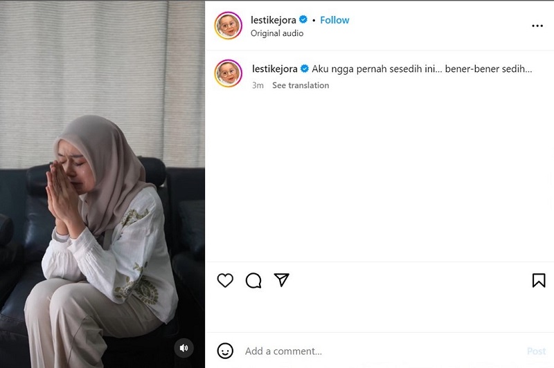 Unggahan video lesti di akun Instagramnya.