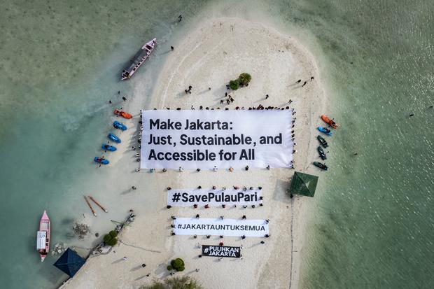 Aksi warga Pulau Pari untuk calon pemimpin Jakarta