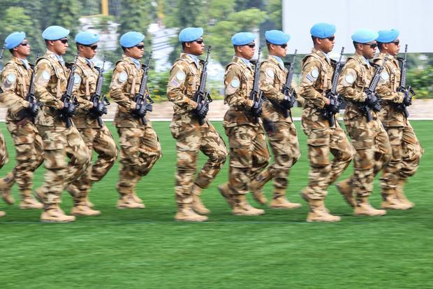 Upacara penyambutan Satgas Maritime Task Force TNI