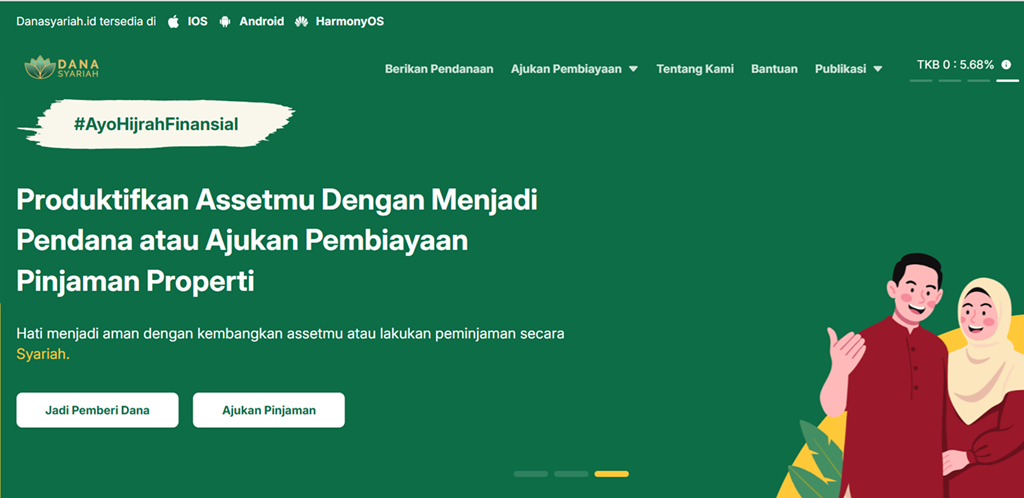 Tampilan laman Dana Syariah Indonesia pada 9 Februari 2026