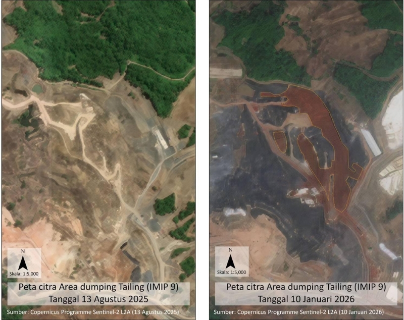 Area Pembuangan Tailing QMB di Morowali, Sulawesi Tengah