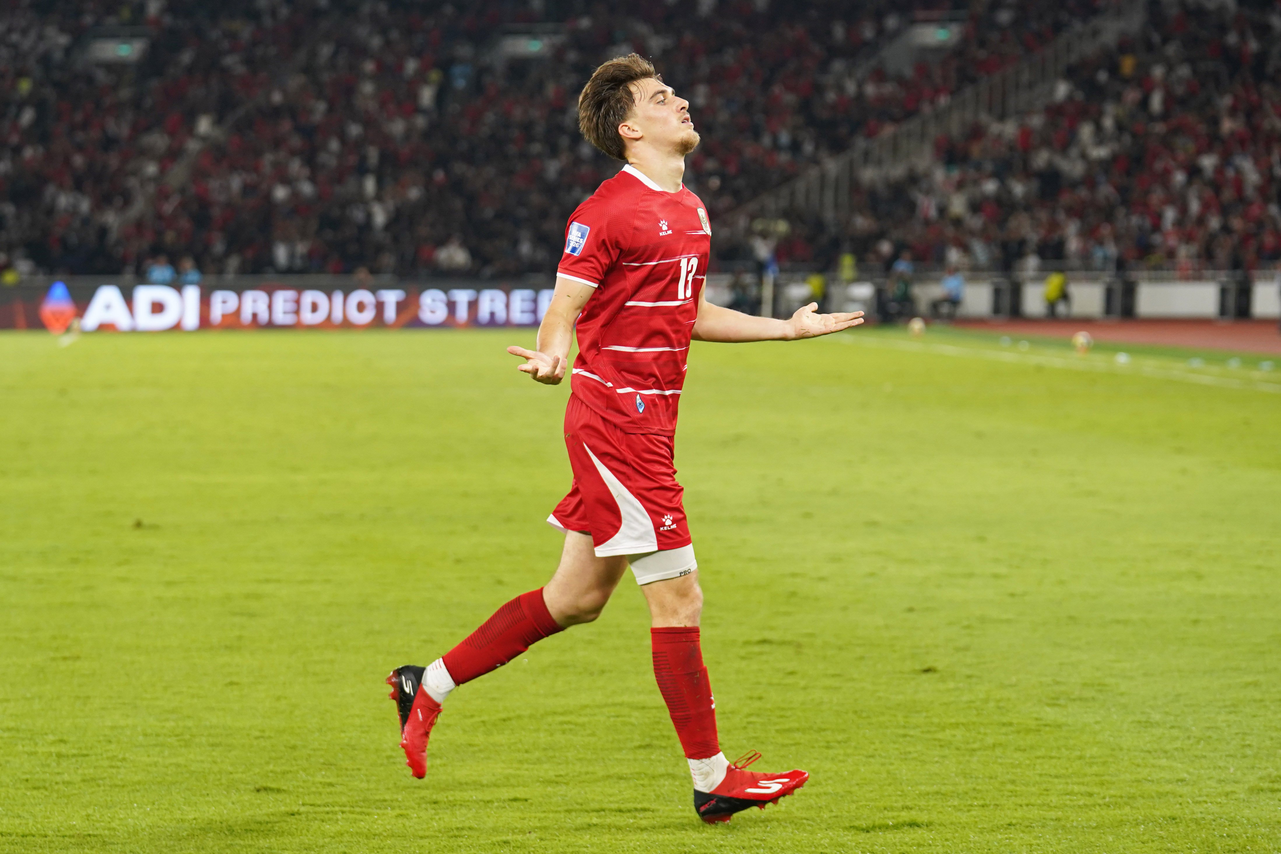 Pesepak bola Timnas Indonesia Mauro Zijlstra berselebrasi setelah berhasil mencetak gol saat bertanding melawan Timnas St Kitts dan Nevis pada FIFA Series 2026 di Stadion Utama Gelora Bung Karno, Jakarta, Jumat (27/3/2026). Laga yang dimenangkan oleh Indonesia dengan skor 4-0 tersebut membuat skuad Garuda melaju ke babak final dan akan berhadapan dengan Bulgaria pada Senin 30 Maret 2026.