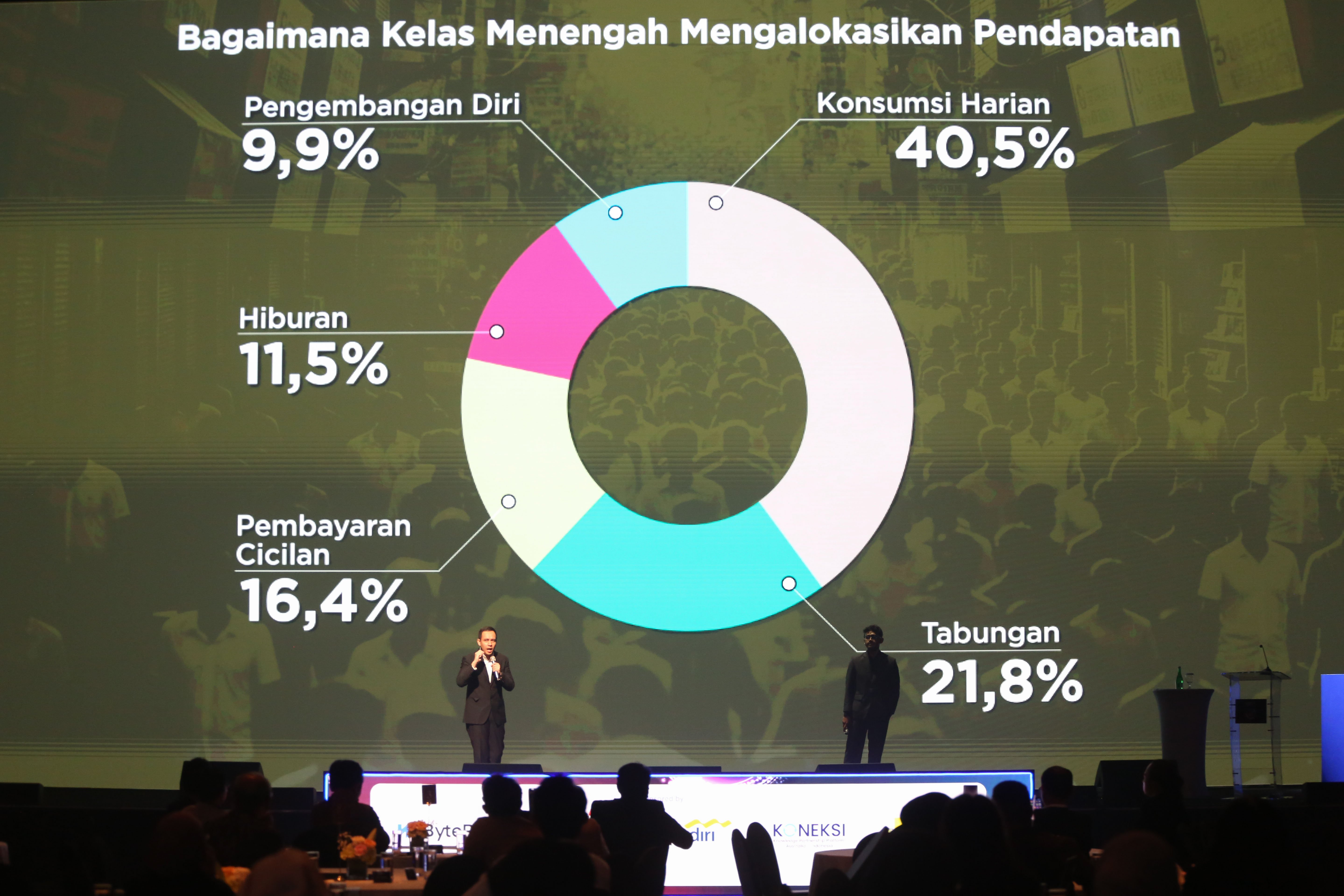 Vice President Finance & Business Development Katadata, Ivan Triyogo Priambodo menyampaikan paparan pada Katadata IDE Future Forum 2026 di Djakarta Theater, Rabu (15/4/2026). Mengusung tema \