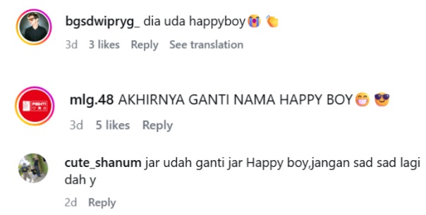 Komentar warganet terhadap perubahan username Fajar Sad Boy.