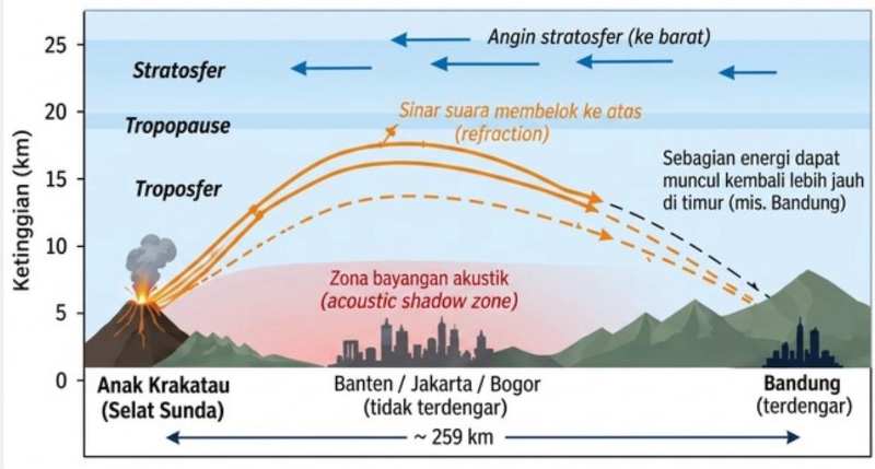 Ilustrasi Bagaimana Suara Dentuman Erupsi Anak Krakatau Terdengar di Bandung