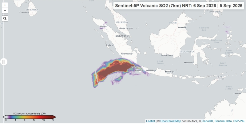 Kepekatan SO2 Gunung Anak Krakatau