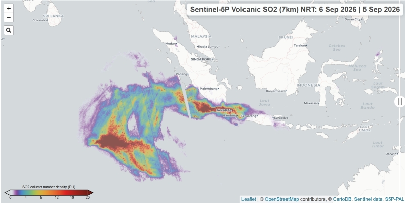 Kepekatan SO2 Gunung Anak Krakatau