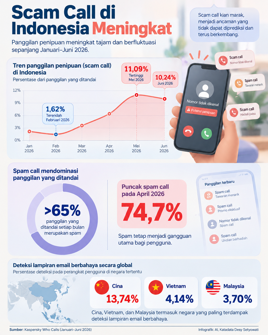 Laporan scam call di Indonesia