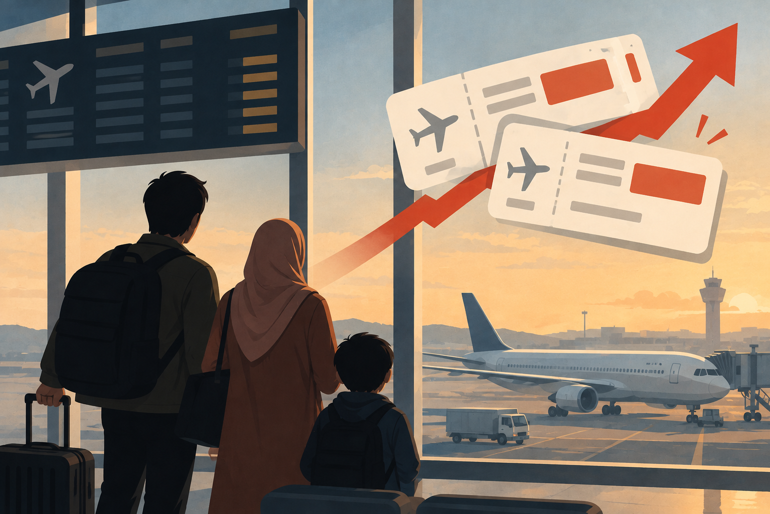 Ilustrasi telaah tiket pesawat