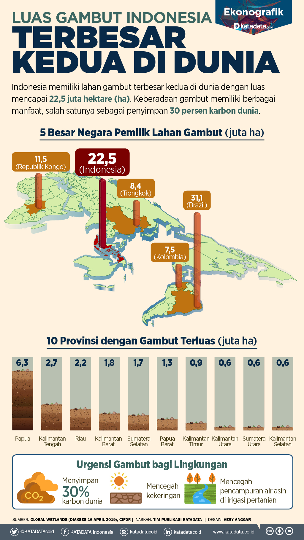  Luas  Gambut Indonesia Terbesar Kedua di  Dunia Infografik 