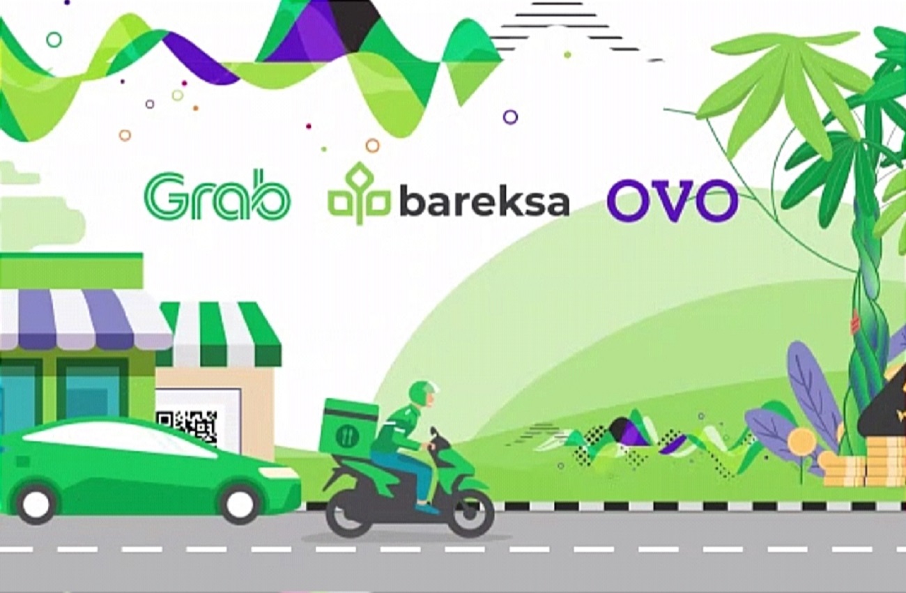 Logo Grab, Bareksa, dan OVO