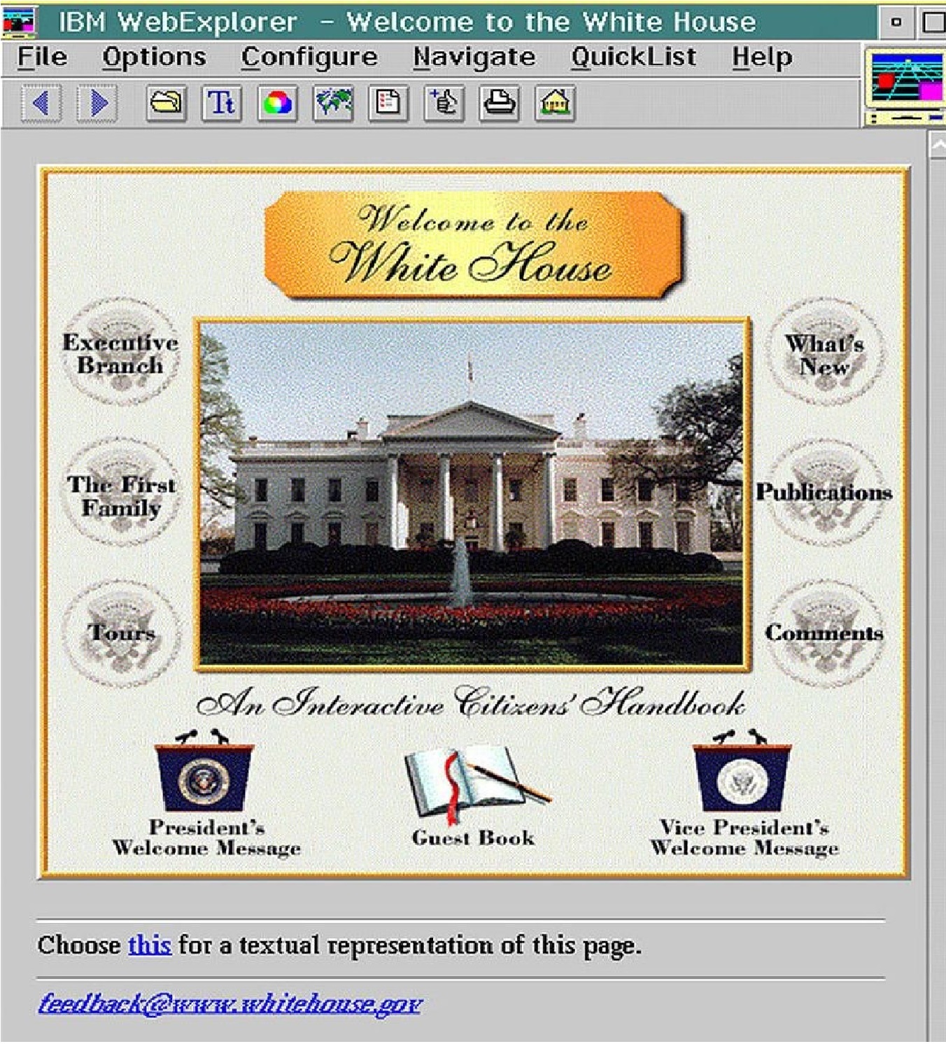 Web pertama milik Gedung Putih 1994