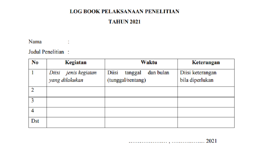 Format Buku Harian (Log Book)