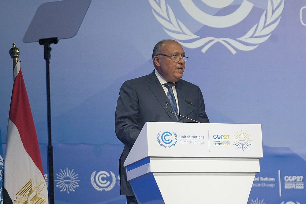 Pembukaan COP27 oleh Menteri Luar Negeri Mesir sekaligus Presiden COP27, Sameh Shoukry