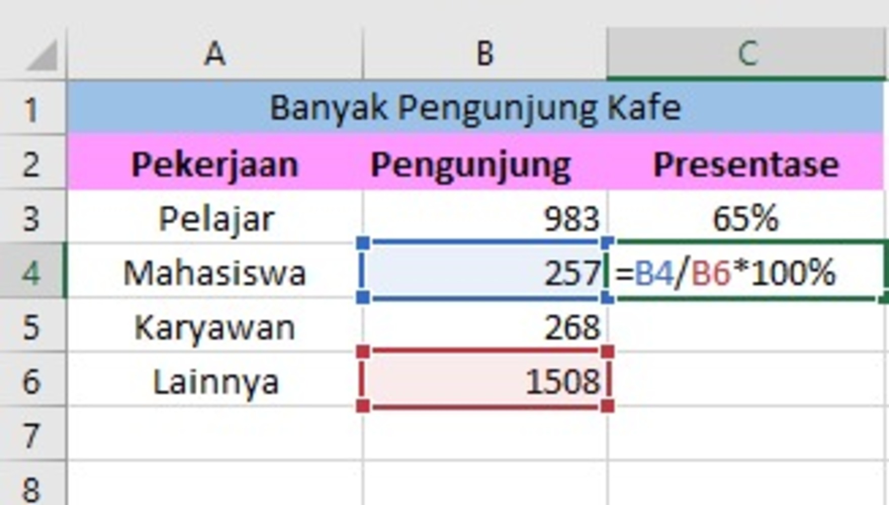 Ragam Cara Menghitung Persentase Di Excel Yang Mudah Dan Cepat 