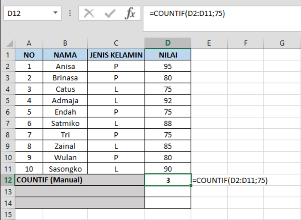Rumus Countif Di Excel Cara Menggunakan Fungsi Count Counta Dan Hot