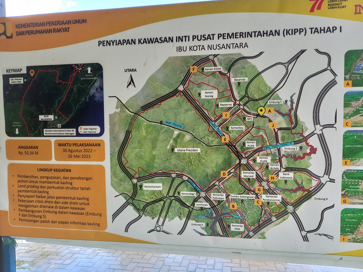 Peta Jawasan Inti Pusat Pemerintahan Ibu Kota Nusantara. Foto: Andi M. Arief.