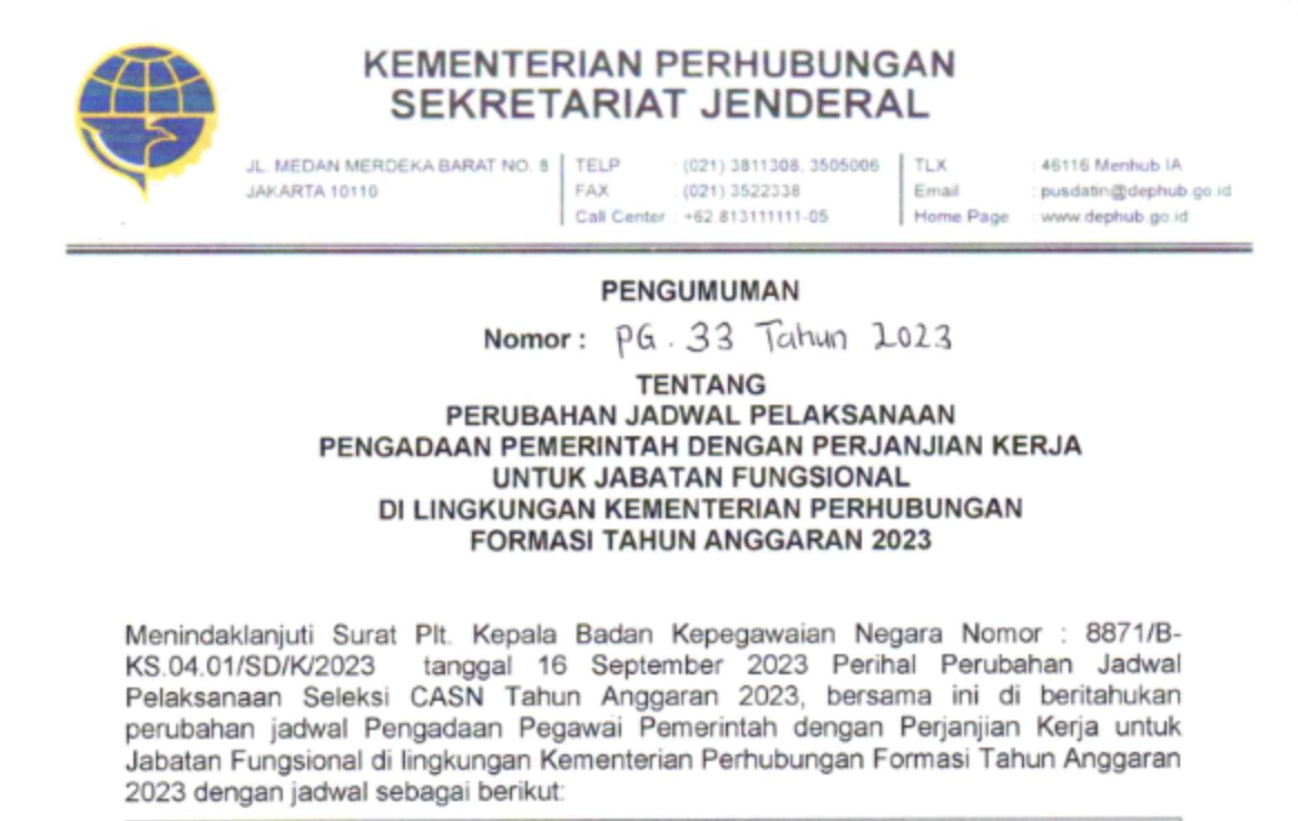 Formasi PPPK Kemenhub