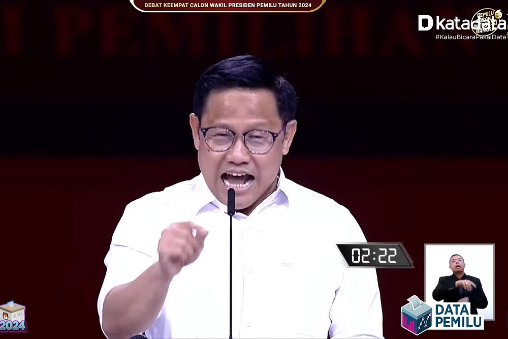Muhaimin Iskandar menyampaikan visi misi dalam debat cawapres