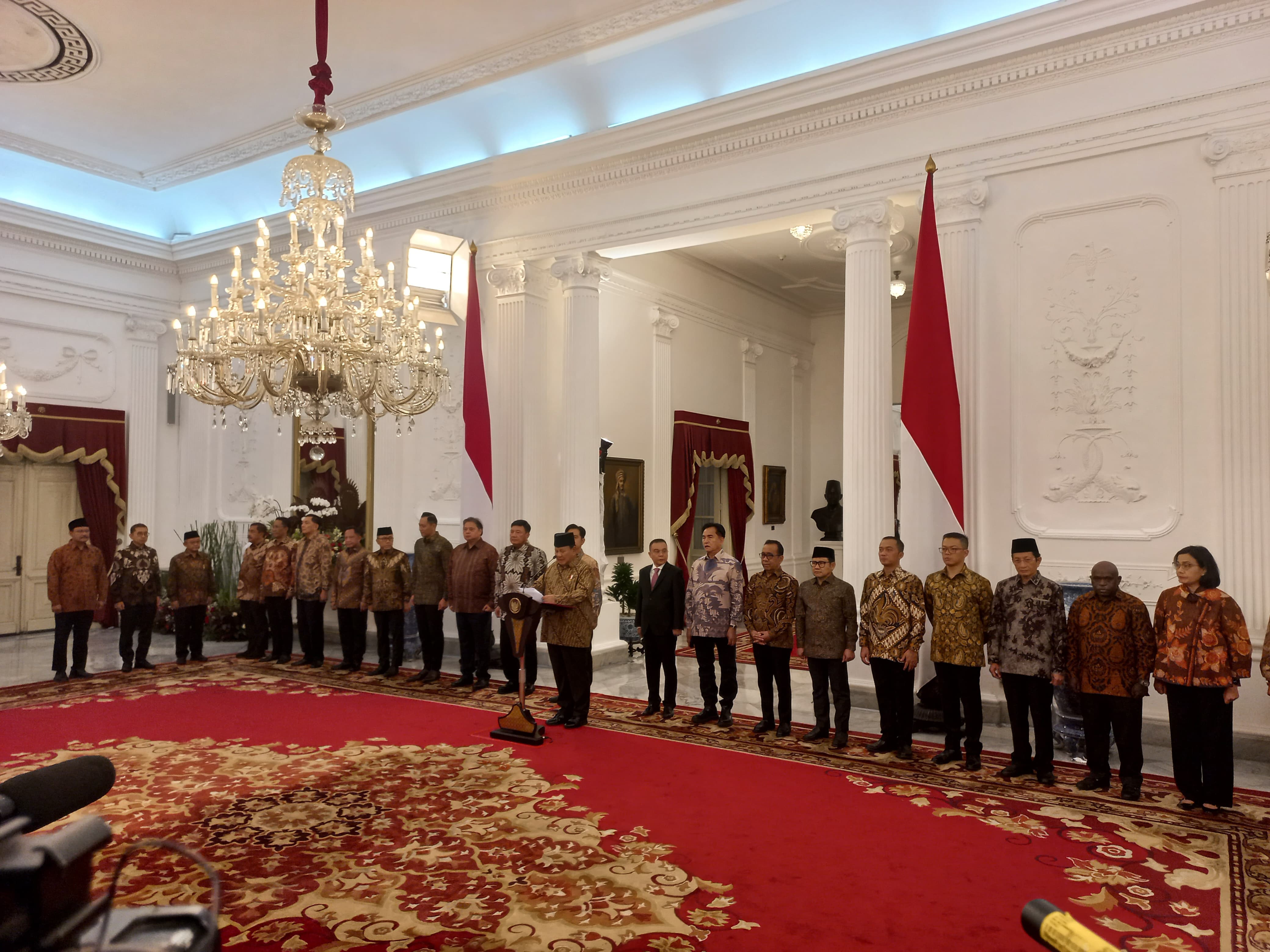Prabowo Umumkan nama menteri di Istana Negara, Minggu (20/10)