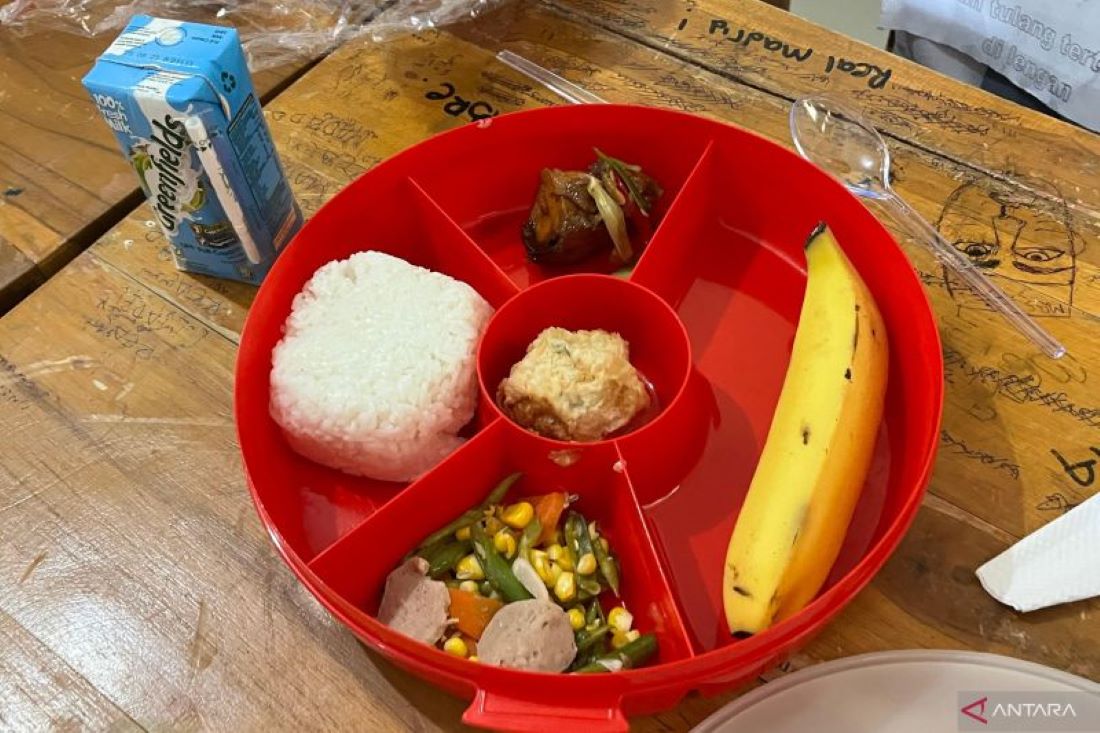 Menu makanan dalam sosialisasi Program Makan Bergizi Gratis di Pondok Pesantren Muhammadiyah Boarding School Kabupaten Bogor