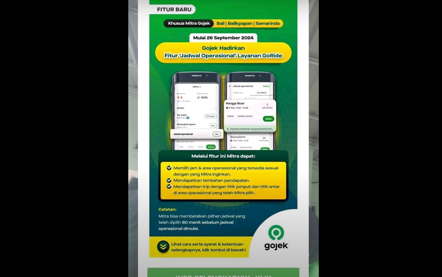 Tampilan fitur GoRide slot