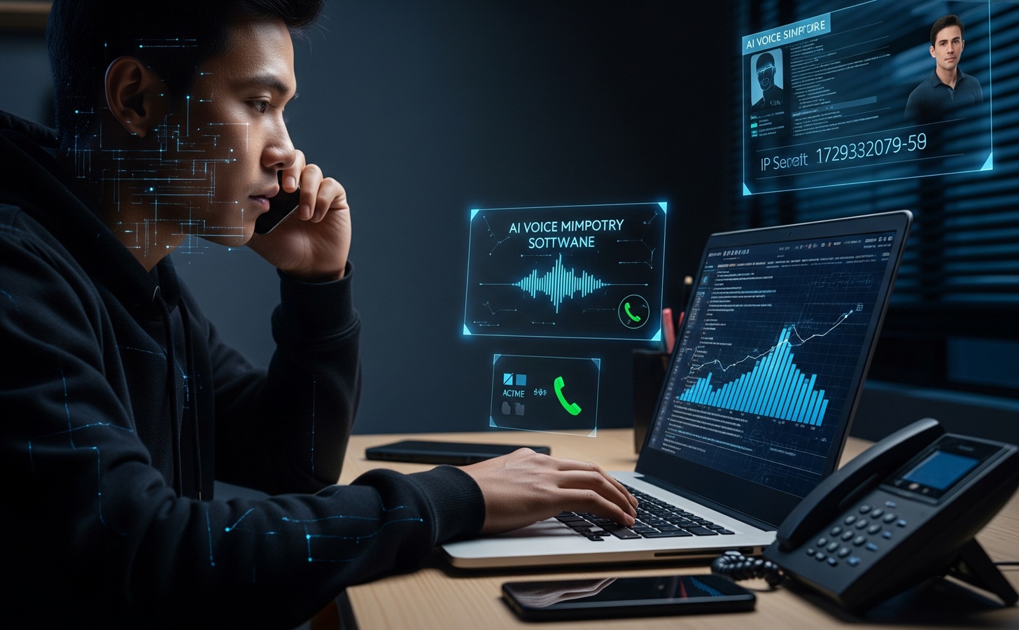 Ilustrasi hacker klona suara pakai AI